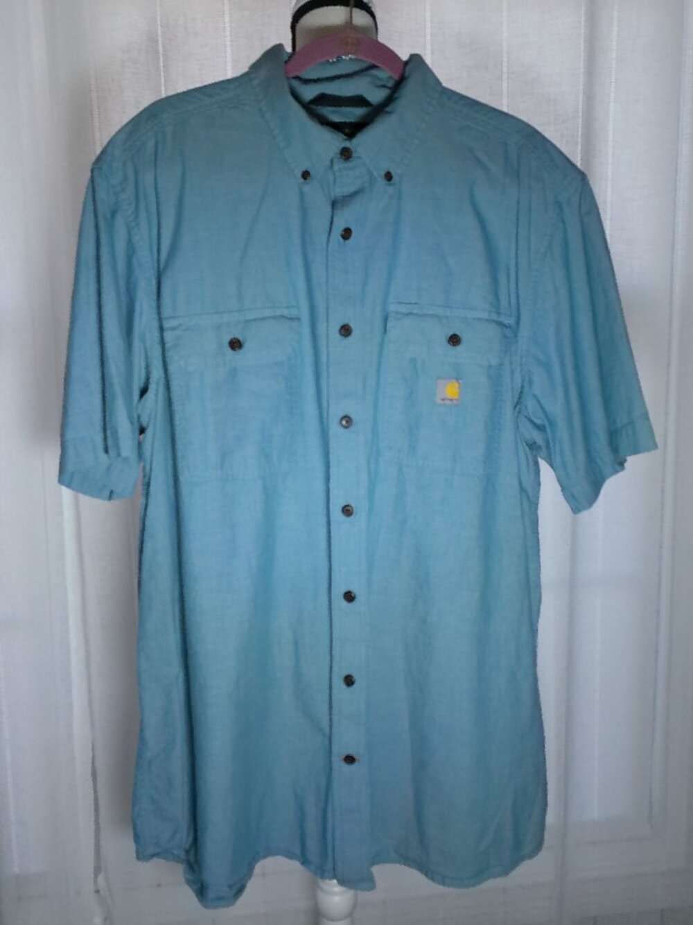 CARHARTT Men's Shirt Loose Fit Collared Button Down Blue Chambray NWOT XL